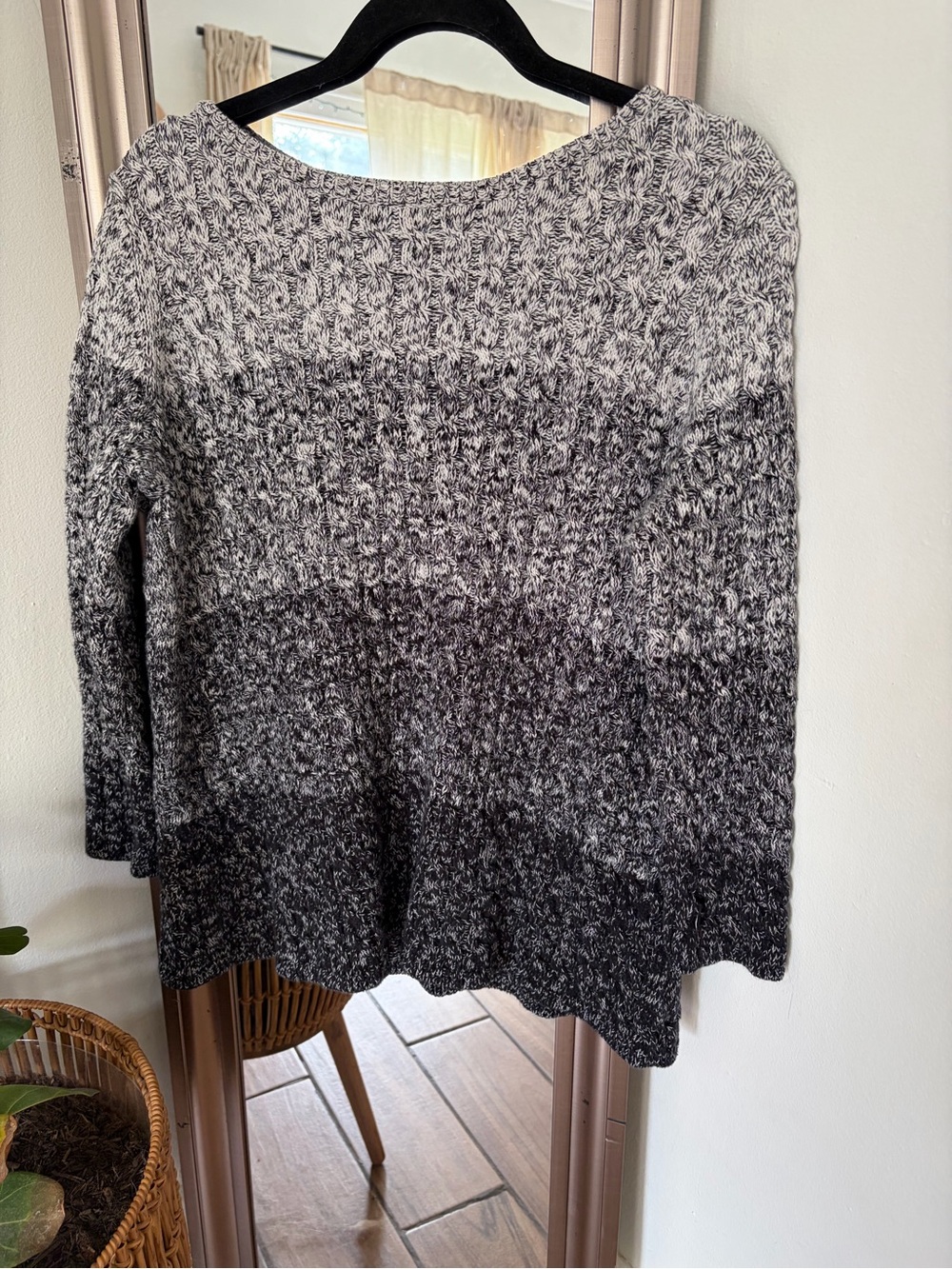 Talbots Woman 1X Black Gray Ombre Marled Knit Textured Sweater Plus Size